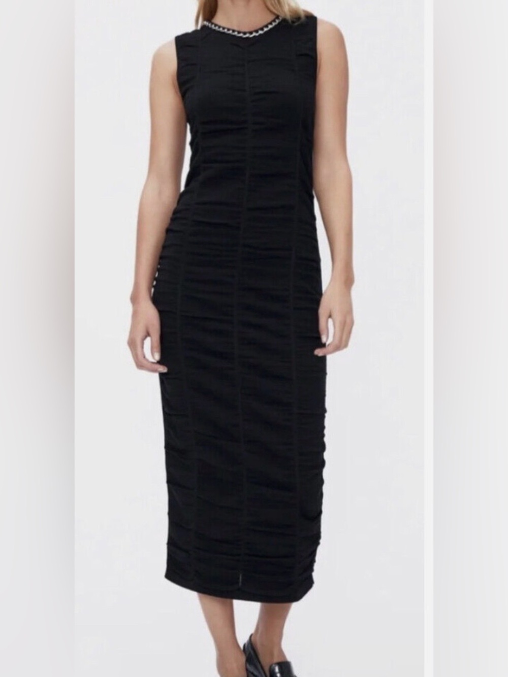 Zara Black Sleeveless Dress with Silver Chain Neckline